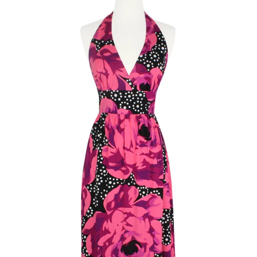 Trashy Diva Summer Love Halter Maxi Dress Polka Dot Rose Size 22 NEW WITH TAGS